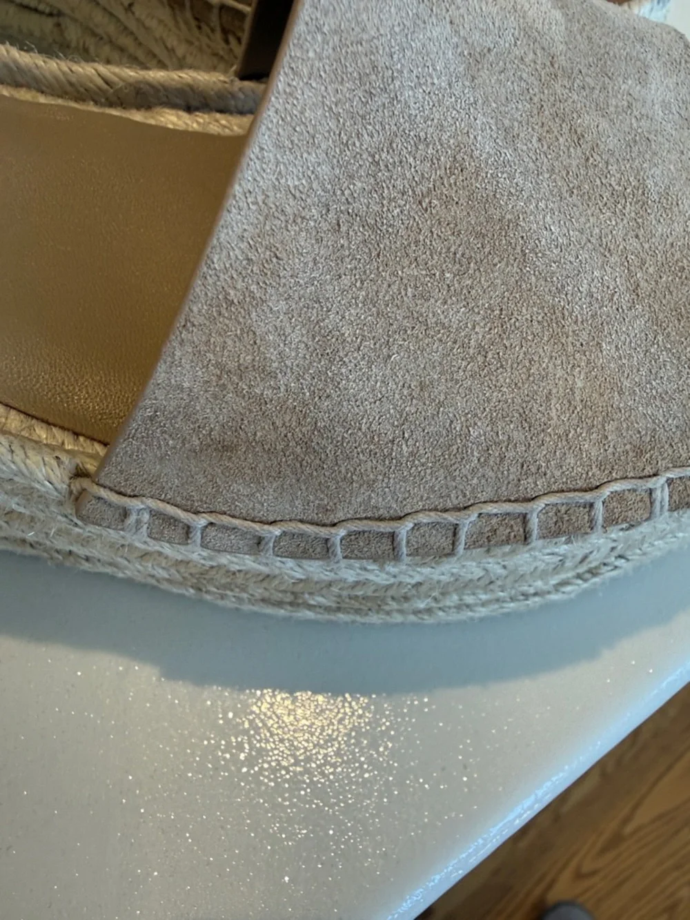 Vince Tan Suede Espadrille Wedge Sandals